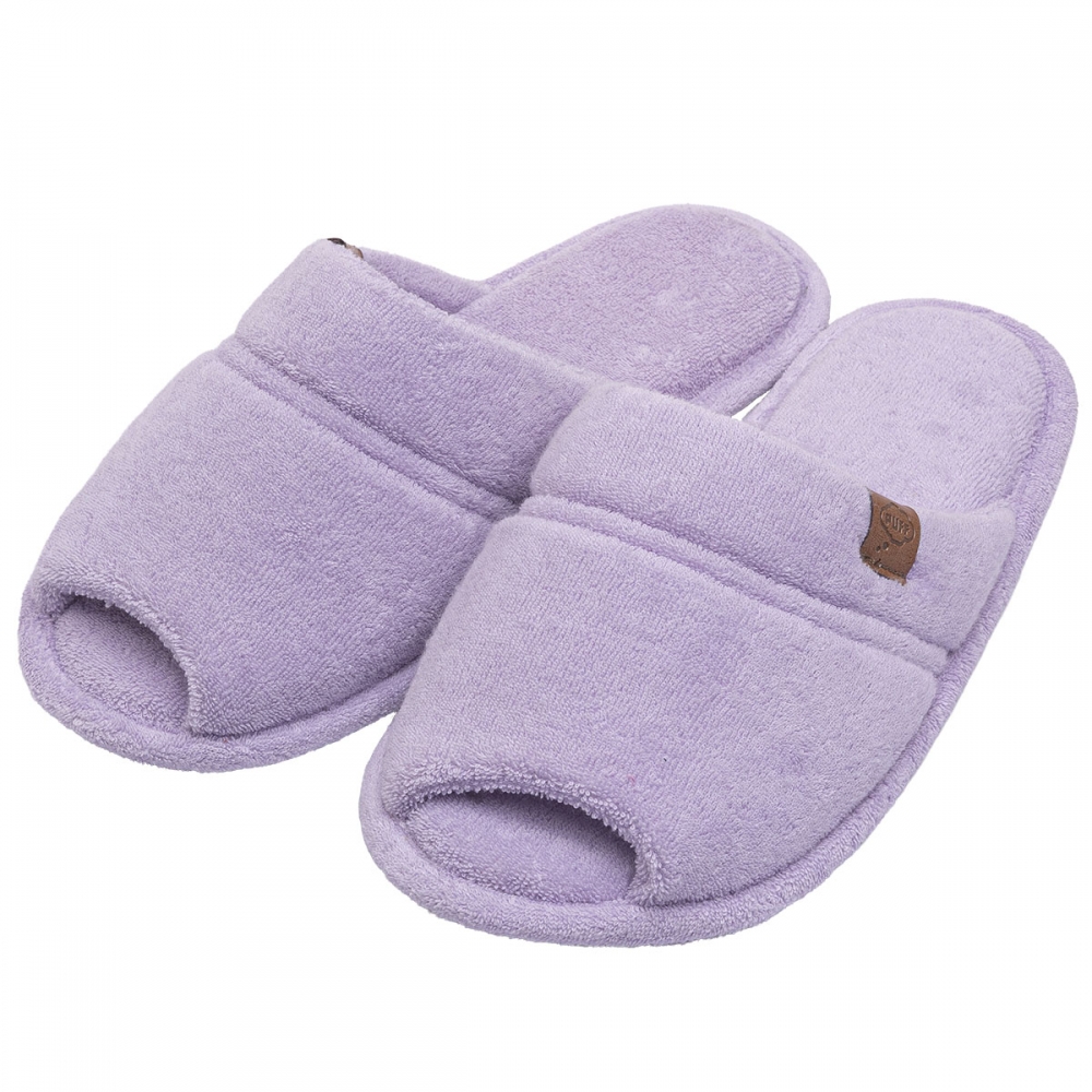 Pantufa Atoalhada Aberta: Conforto Flexível para Seus Pés - Lilás
