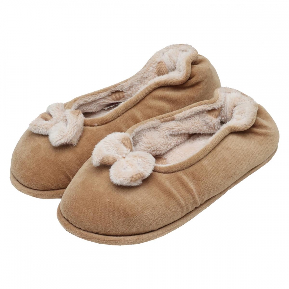 Sapatilha Flexível em Pelúcia Poá com Plush - Bege