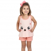 Short Doll Infantil em Malha Bichinhos - Salmão