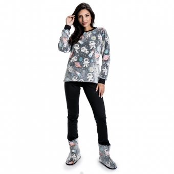 Pijama Pelúcia Astronauta Com Modal Peluciado