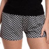 Short Doll de Alcinha em Ribana e Viscolycra Estampada - Preto