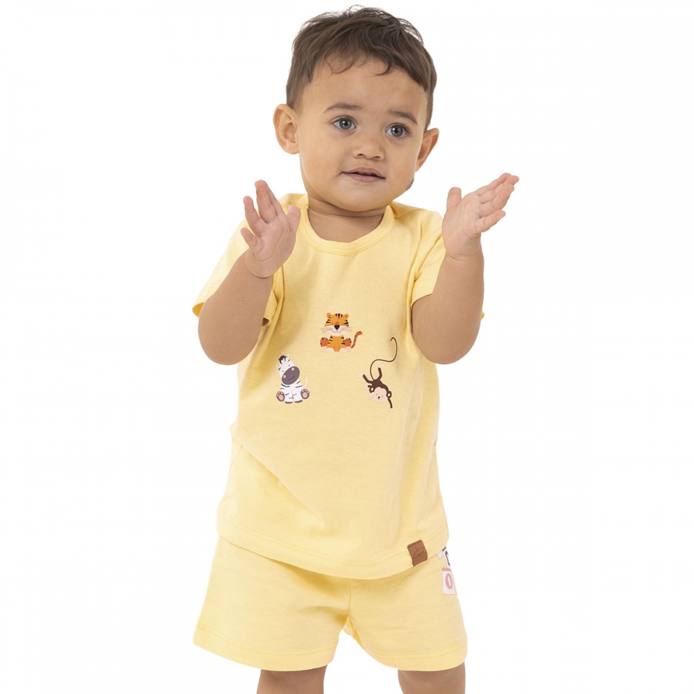 Pijama Bebê Turminha dos Sonhos –  Malha Algodão - Amarelo