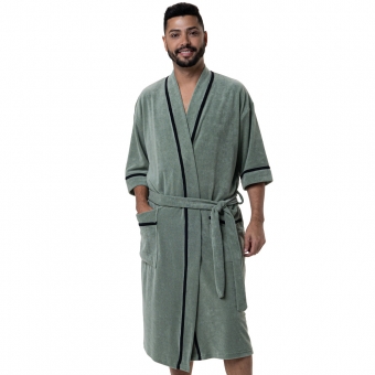 Roupão Masculino em Atoalhado com Viés - Puff