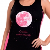 Camisola em Viscolycra Lisa com Estampa Localizada - Preto