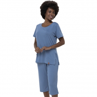 Conjunto Lounge Capri Modal Canelado Dream Manga Curta