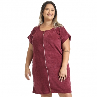 Roupão Feminino Adulto Atoalhado com Fechamento em Zíper