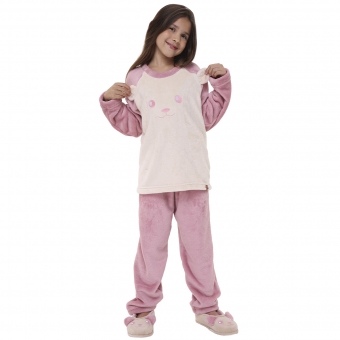 Pijama Infantil Inverno Fleece Bordado Urso