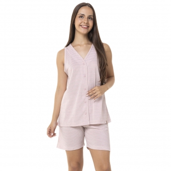 Pijama Listrado Premium Abotoado Elegance