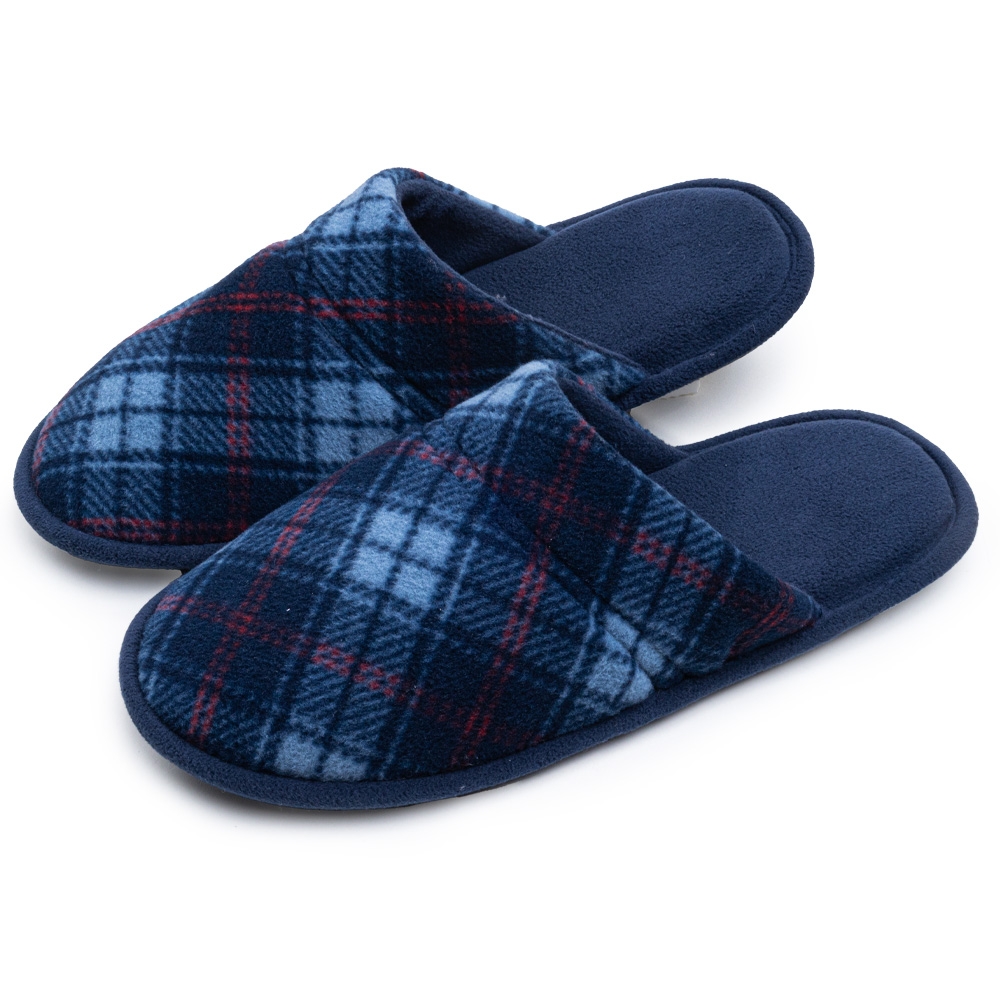 Pantufa Anatômica Ultrasoft Xadrez Masculina - Marinho