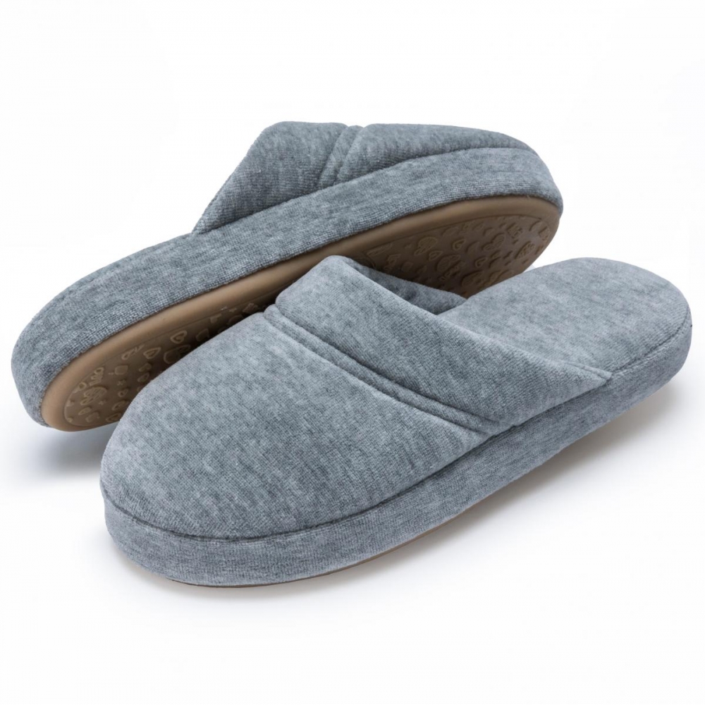 Pantufa Comfort em Plush Liso Lavavel à Máquina Puff - Mescla
