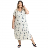 Camisola Midi em Viscolycra Estampada Plus Size - Marinho