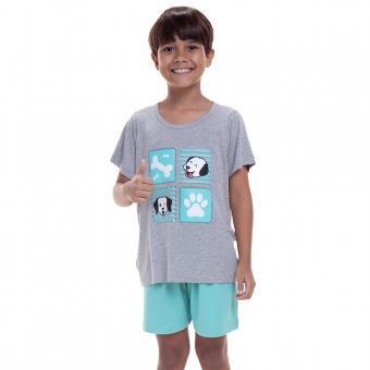 Pijama Infantil em Viscolycra Estampa Cachorrinhos