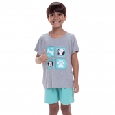 Pijama Infantil em Viscolycra Estampa Cachorrinhos - Verde