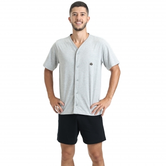 Pijama Masculino em Malha de Algodão com Botões