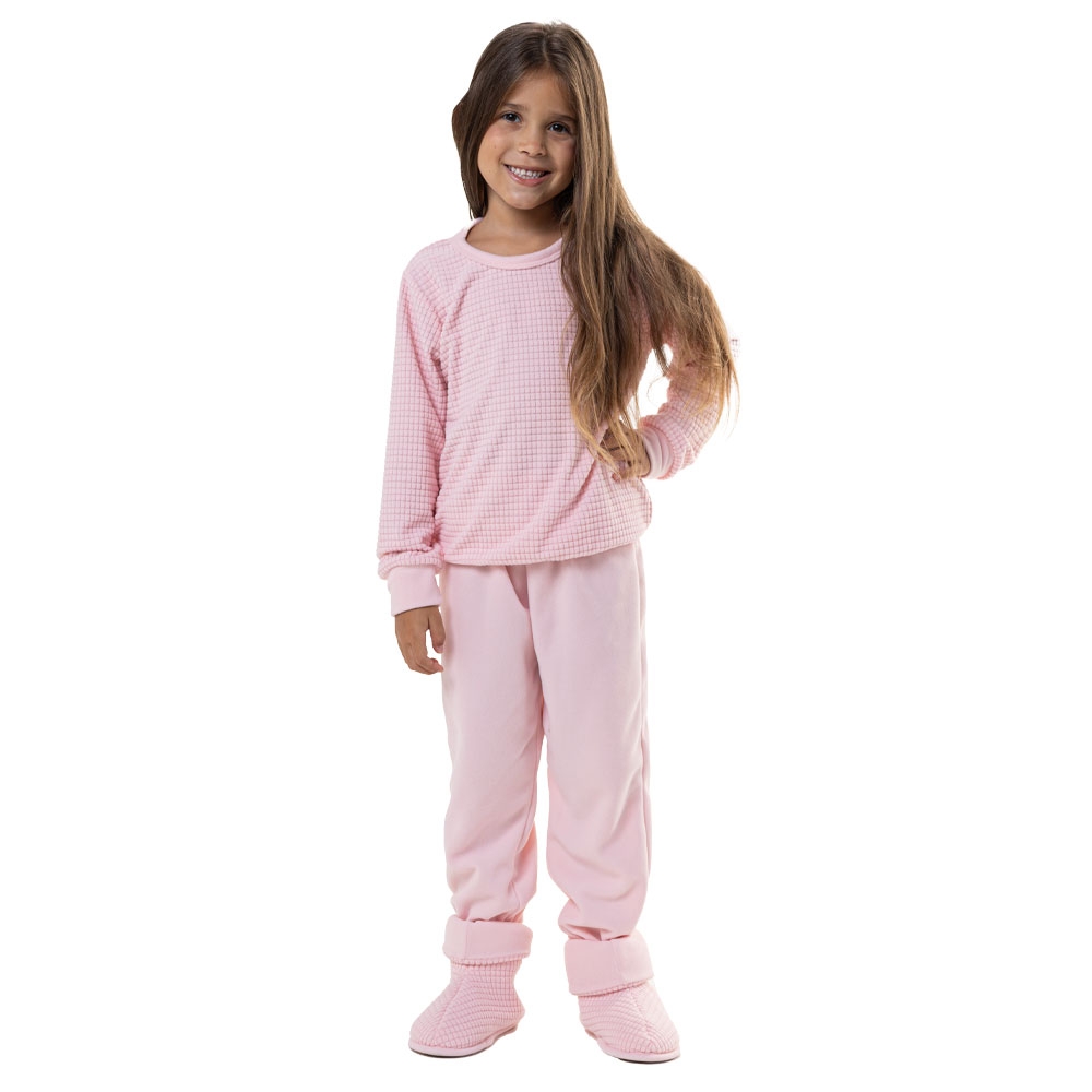 Pijama Ultrasoft Quadriculado Infantil - Rosa