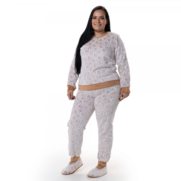 Pijama Pelúcia Jacquard Coração