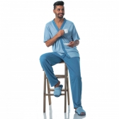 Pijama Masculino em Malha PV com Calça e Camisa de Botões - Azul
