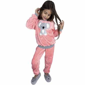 Pijama Puff Kids Pelúcia Fleece Coala Infantil Unisex