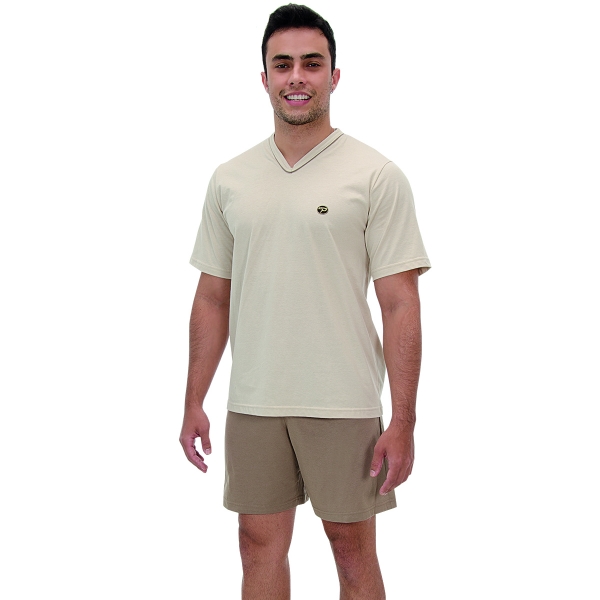 Pijama Masculino em Malha de Algodão - Puff - Caqui