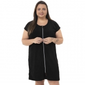 Roupão com Zíper Atoalhado Elastano - Manga Mini PLUS - Preto