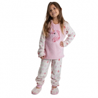 Pijama Pelúcia Coração Infantil