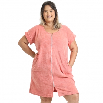 Roupão Feminino Adulto Atoalhado com Fechamento em Zíper