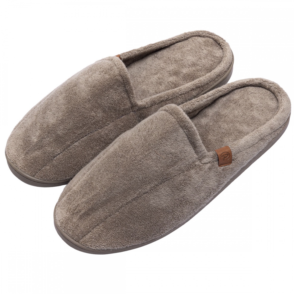 Pantufa Masculina Anatômica em Atoalhado com Espuma Massageadora - Caqui