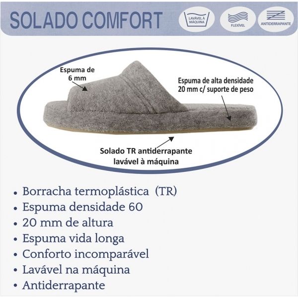 Pantufa Comfort Atoalhada Flexível Espuma 20mm Altura - Rosa Bebê