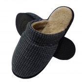 Pantufa Masculina Sola Plana em Moletinho Xadrez com Pelúcia
