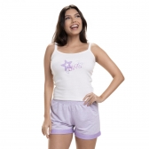 Short Doll de Alcinha em Moletinho com Ribana - Lilás