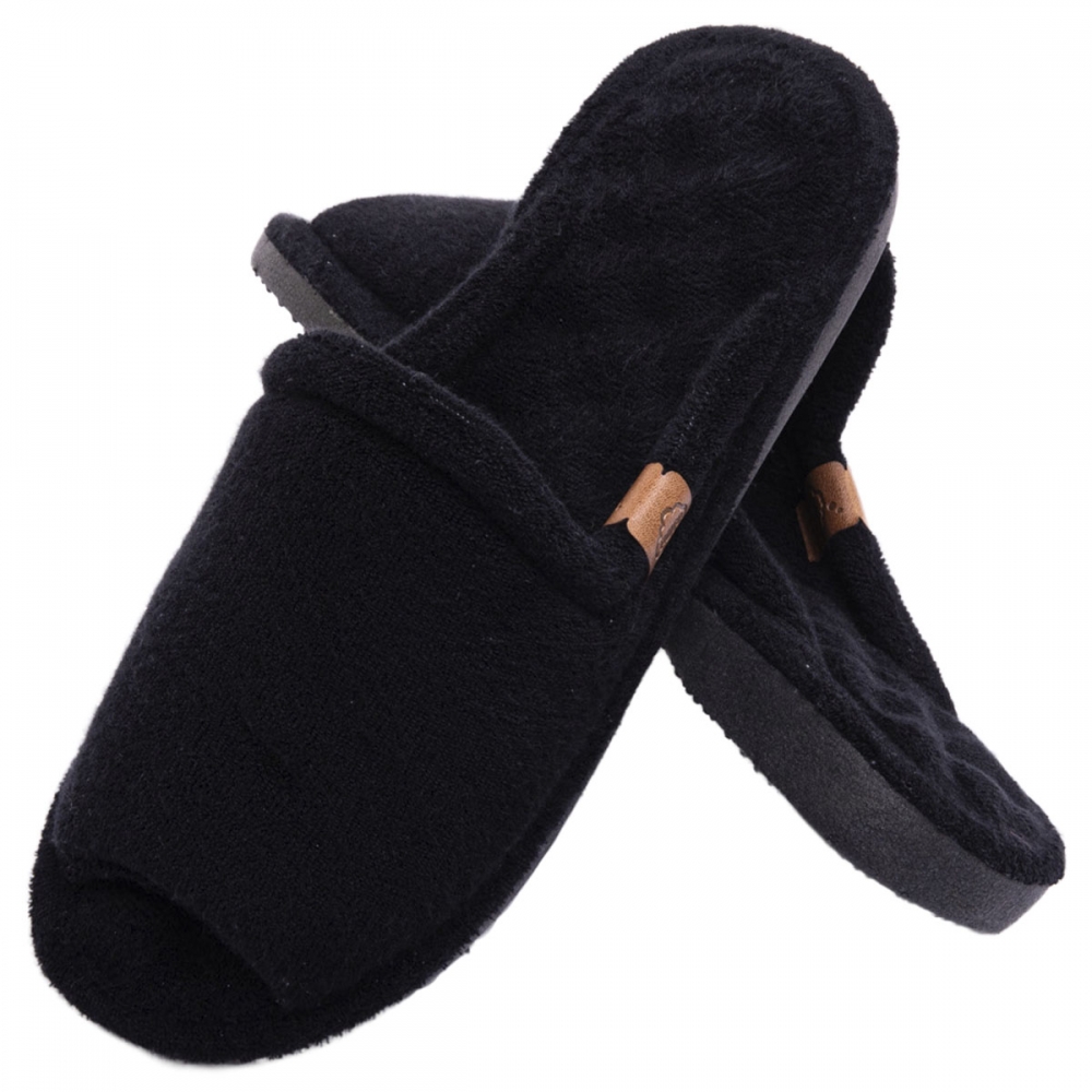 Pantufa Atoalhada Anatômica com Espuma Massageadora - Preto