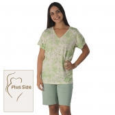 Bermudão Viscolycra Estampa Casual - Plus - Verde