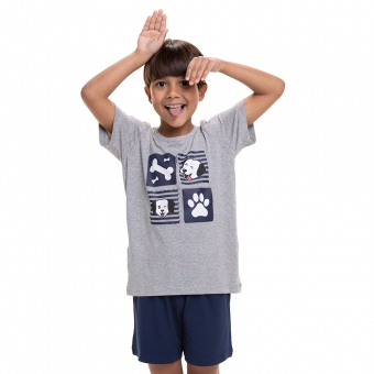 Pijama Infantil em Viscolycra Estampa Cachorrinhos