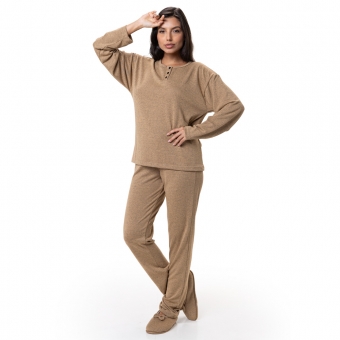 Conjunto Casual Malha Winter com Detalhes em Botões