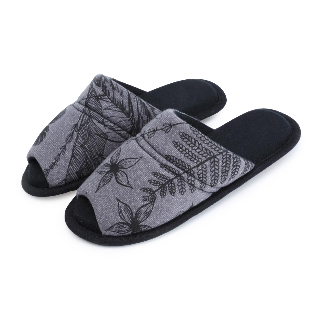 Pantufa Flexível em Malha Floral Infantil - Chumbo