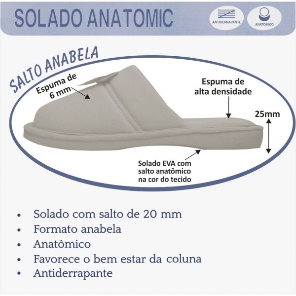 Pantufa Anatômica Malha com laço Cetim - PUFF - Bege