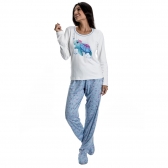 Pijama de frio com estampa - tartaruguinha - Azul