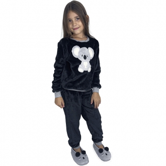Pijama Puff Kids Pelúcia Fleece Coala Infantil Unisex