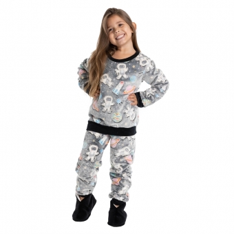 Pijama Pelúcia Astronauta Infantil Unissex