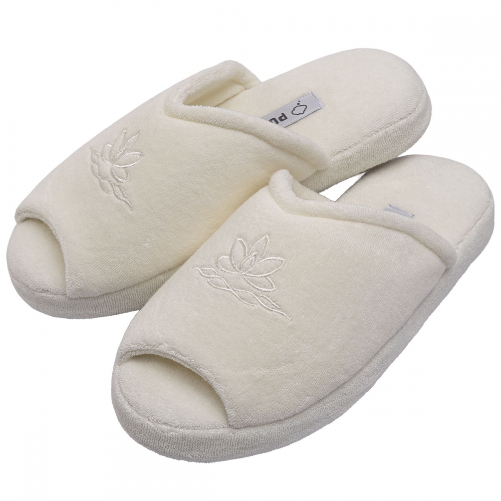 Pantufa Anatomic Comfort Atoalhado Bordado - Marfim