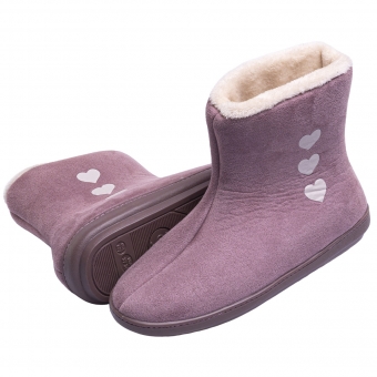 Bota Cano Longo Malha Aveludada Coração Inverno