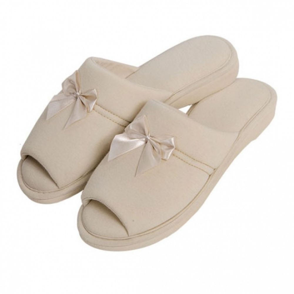 Pantufa Anatômica Malha com laço Cetim - PUFF - Bege