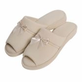Pantufa Anatômica Malha com laço Cetim - PUFF - Bege