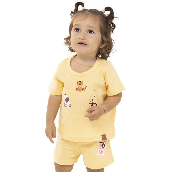 Pijama Bebê Turminha dos Sonhos –  Malha Algodão - Amarelo