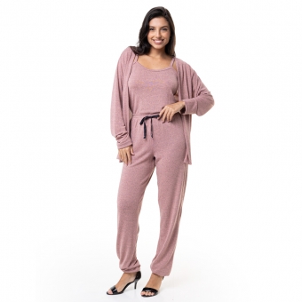 Conjunto Casual Malha Winter com Detalhes em Botões
