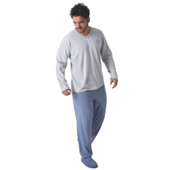 Pijama Masculino Conjunto Calça e Blusa Manga Longa Malha Algodão - Puff
