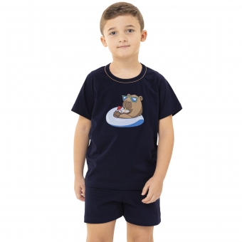 Pijama Infantil Manga Curta Malha Algodão - Capy & Cozy