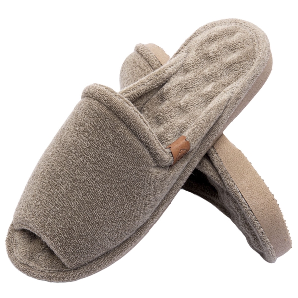 Pantufa Atoalhada Anatômica com Espuma Massageadora - Caqui