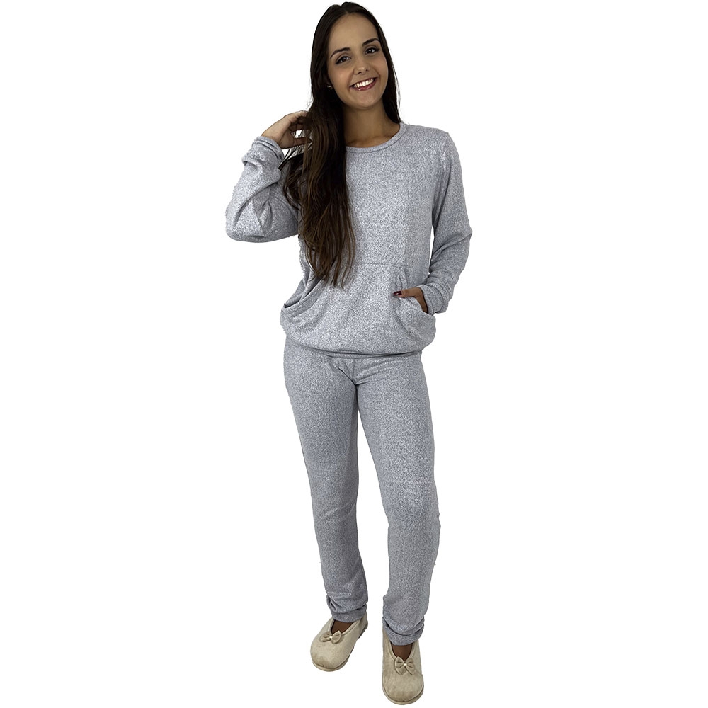 Pijama Puff Tricot Brush Australiano - Índigo