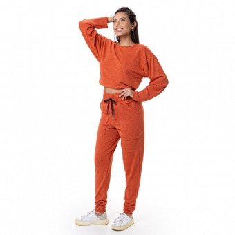 Conjunto Casual Malha Mesclada Cropped